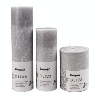 OLIVA - Vela de mesa de estearina de oliva, gris