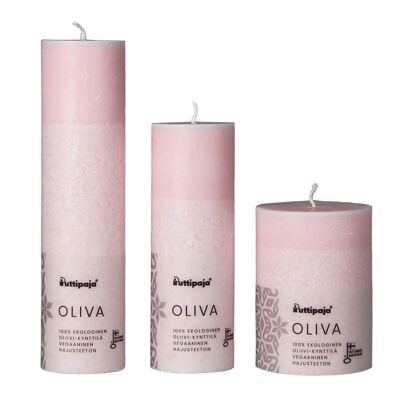 OLIVA - Candela da tavolo in stearina oliva, rosa antico