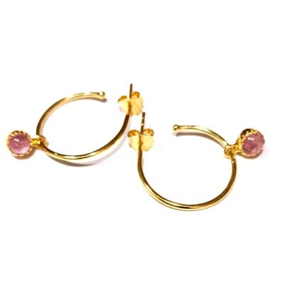 Half Hoop Earrings - Garnet.   Gold plated earrings, jewelry.   Weddings, guests.   Hand made.