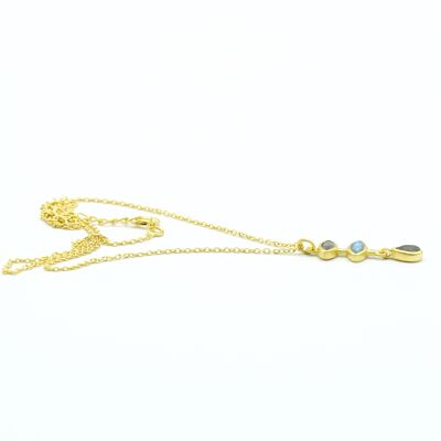 Labradorit-Anhänger, Halskette, vergoldetes 925er Silber.   Damenschmuck   Golden.   Modeschmuck.   Frühling.  handgefertigt.   Hochzeiten, Gäste.