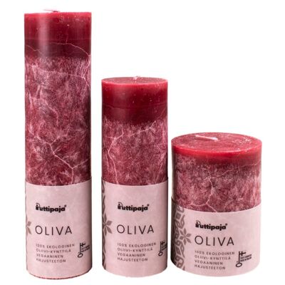 OLIVA - Olive Stearin Tischkerze, rot