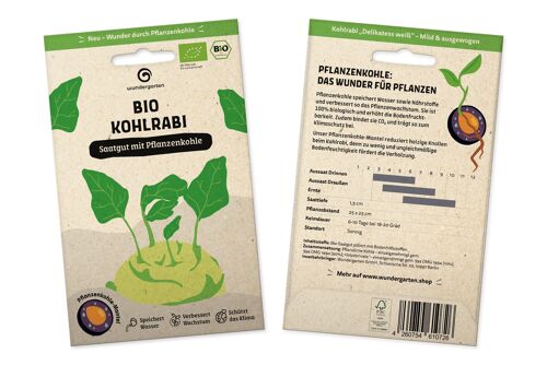 Bio Kohlrabi | Saatgut mit Pflanzenkohle-Mantel