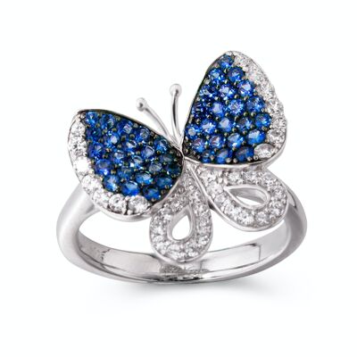 Schmetterlings-Mode-Ring mit Edelsteinbesatz