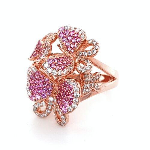 Gem-Set Butterfly Modern Cluster Ring