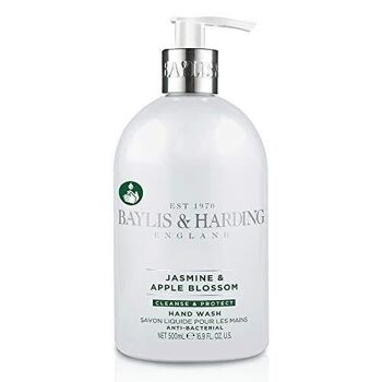 BAYLIS & HARDING - Savon liquide mains 500 ml -Jasmin & Fleur de Pommier -  Jasmine & Apple Blossom Anti-Bacterien