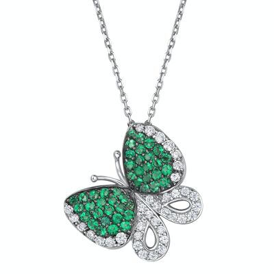 Gem-Set Butterfly Pendant Necklace