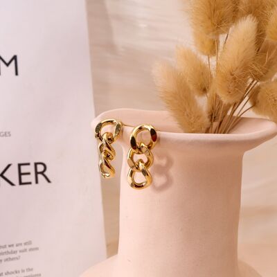 Golden earrings, chains, links