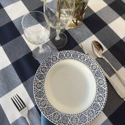 STAIN-PROOF TABLECLOTH MAXI NAVY VICHY