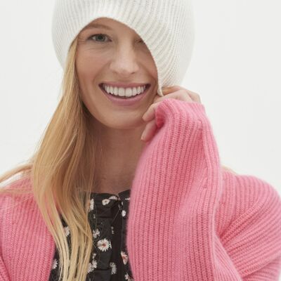 Cashmere Beanie in Snow