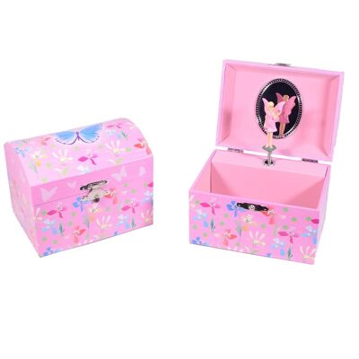 Dome Shaped Fairy Musical Jewelry Box Butterfly Design
