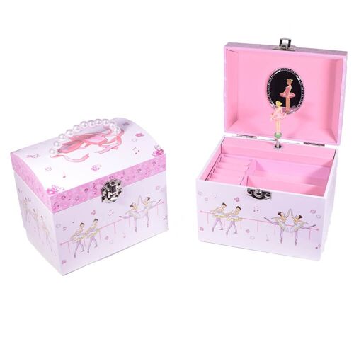 Dome Shaped Ballerina Musical Jewelry Box with Pearl Handle