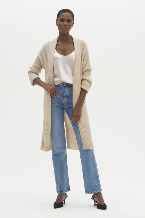 Cashmere Edge To Edge Cardigan in Natural Beige