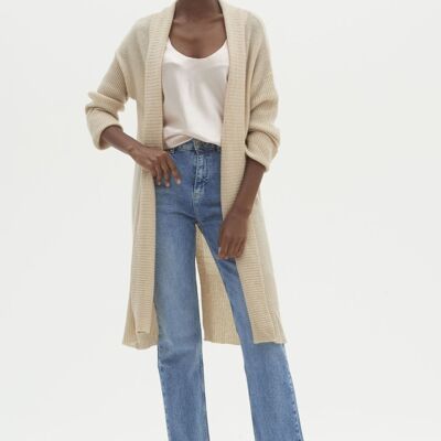 Cashmere Edge To Edge Cardigan in Natural Beige
