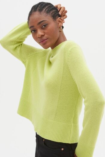 Sweat court en cachemire vert citron 1