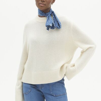 Cropped Cashmere Sweatshirt in Natural White