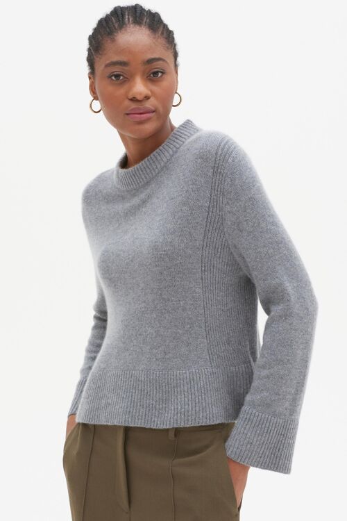 Cropped Cashmere Sweatshirt in Quarry Grey