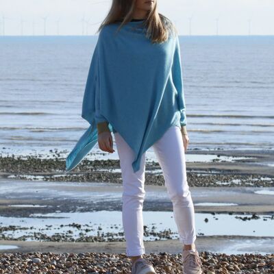 Classic Cashmere Blend Poncho Duck Egg
