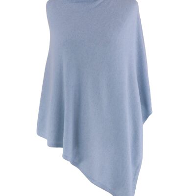 Classic Cashmere Blend Poncho Ice Blue