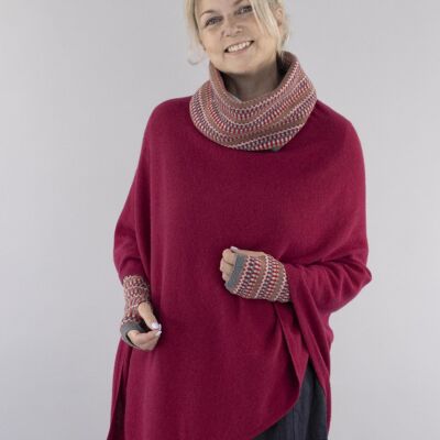 Classic Cashmere Blend Poncho Ruby