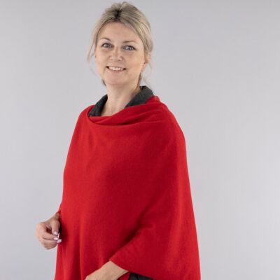 Classic Cashmere Blend Poncho Veneteian Red