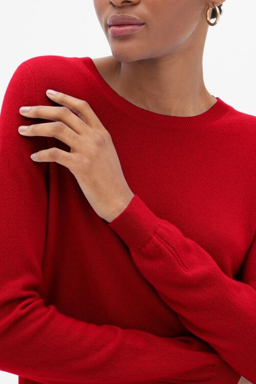 Cashmere Crew Neck Sweater in Postbox Red