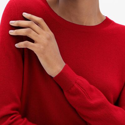 Cashmere Crew Neck Sweater in Postbox Red