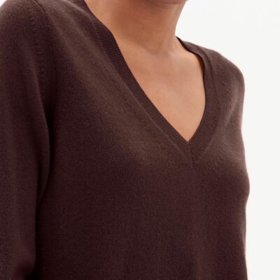 Cashmere V Neck Sweater in Java Brown