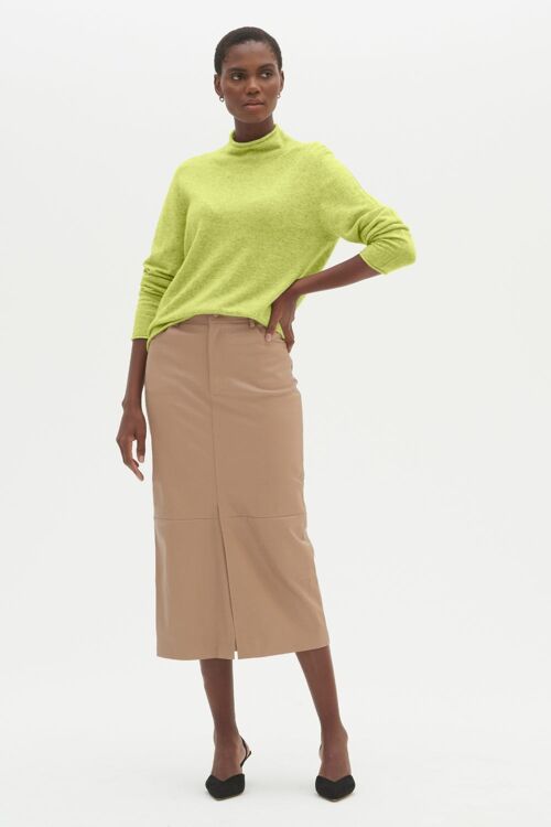 Lofty Cashmere Polo Neck Sweater in Lime Green