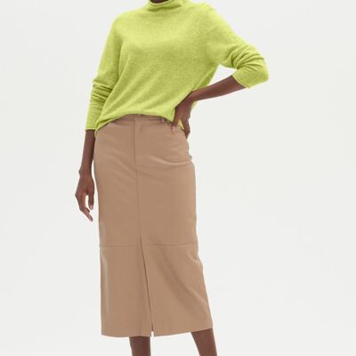 Lofty Cashmere Polo Neck Sweater in Lime Green