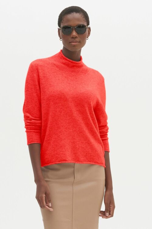 Lofty Cashmere Polo Neck Sweater in Tomato Red