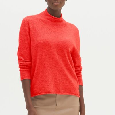 Lofty Cashmere Polo Neck Sweater in Tomato Red