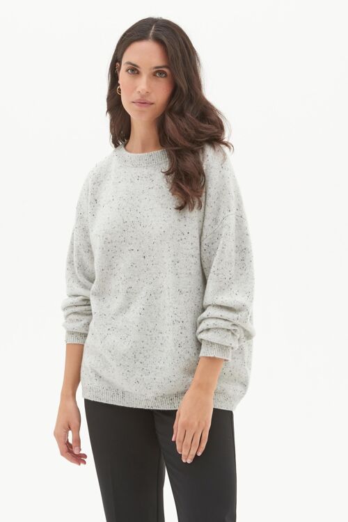 Lofty Oversized Crew Neck Sweater in Frost Grey