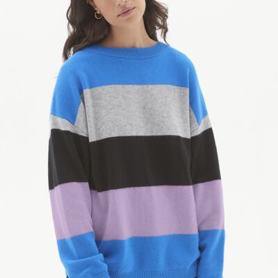 Lofty Oversized Crew Neck Sweater in Rainbow Stripe