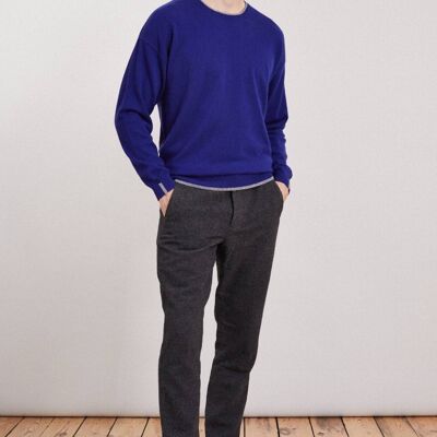 Mens Cashmere Crew Neck Sweater in Ultramarine Blue