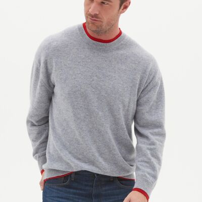 Mens Cashmere Crew Neck Sweater in Quarry Grey