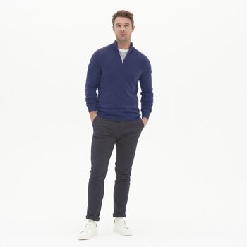 Pull demi-zip en cachemire pour homme en bleu nuit 2