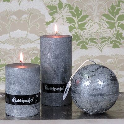 Bougie lumineuse en métal, gris graphite