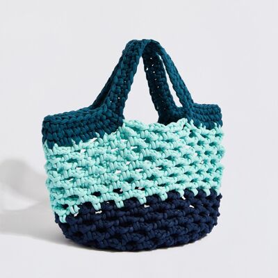 “Ingrid Grande” beach bag teal + mint + blue