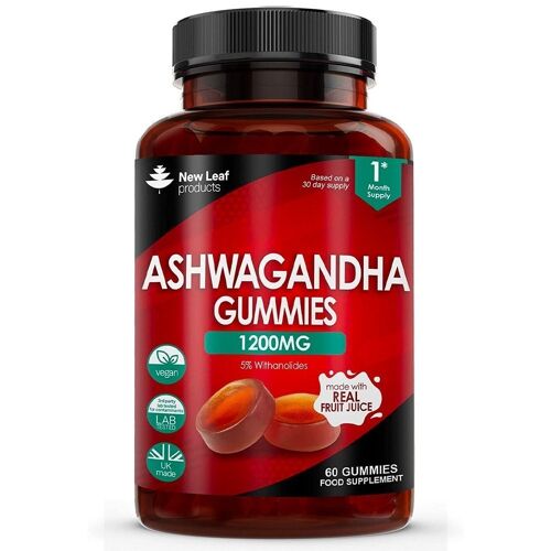 Ashwagandha Gummies 1200mg – High Strength 5% Withanolides - With Real Fruit Juice