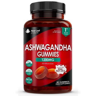 Ashwagandha Gummies 1200mg – Withanolidi al 5% ad alta concentrazione – Con vero succo di frutta