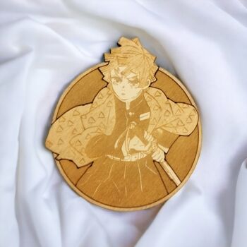 Ensemble de 6 sous-verres en bois Demon Slayer - porte-gobelets 6