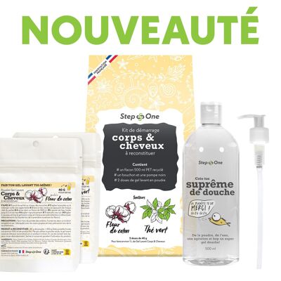 Coffret gel lavant corps et cheveux senteurs Fleur de coton et thé vert, idée cadeau Saint Valentin