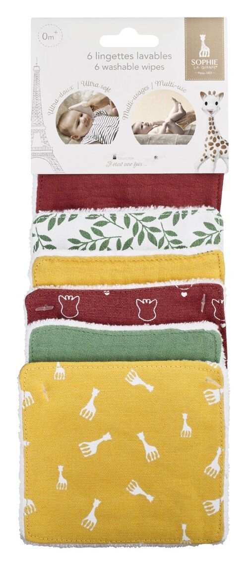 6 washable wipes Sophie la girafe