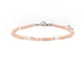 Bracelet de cheville quartz rose, acier inoxydable argenté ou doré 2