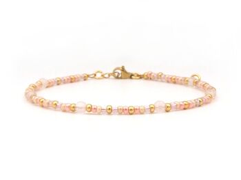 Bracelet de cheville quartz rose, acier inoxydable argenté ou doré 5