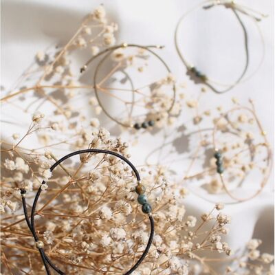 Silver Aline bracelet and its green agate beads