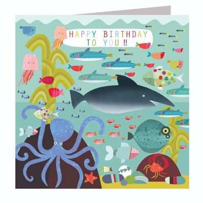 Tarjeta de feliz cumpleaños submarina BG18