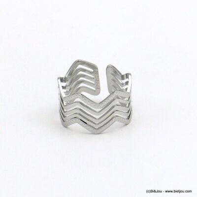 Anello geometrico da donna in acciaio a spina di pesce 0421044