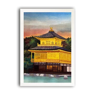 Stampa giapponese - Pagoda d'oro di Kyoto