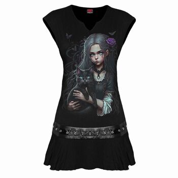 GOTH FAMILIAR - Mini Robe Taille Cloutée Noir 4